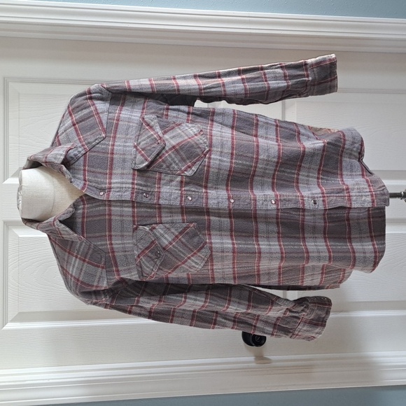 BTC Authentic Bay Trading Co. Mens 100% Cotton Western Snap Flennel Chore Shirt - Picture 1 of 9